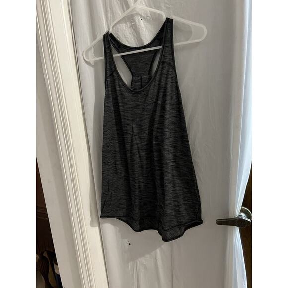 Lululemon Gray Heathered Essential Tank Sz M Yoga Racer Back Split Back - Picture 1 of 4